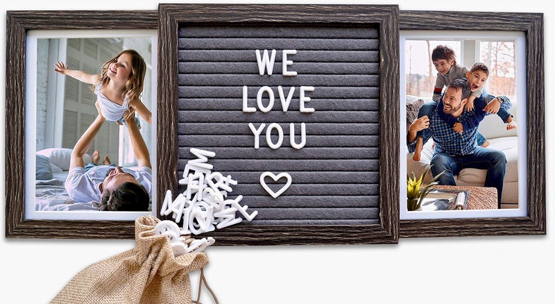 Oak letters Custom Picture Frames â€“ Personalized Picture Frame in Brown â€“ Custom Photo Gifts for Dad, Mom, Grandpa, or Papa â€“ Two 6x4 Photos with Customizable Felt Letter Board â€“ Keepsake for Family Memories - Image 1